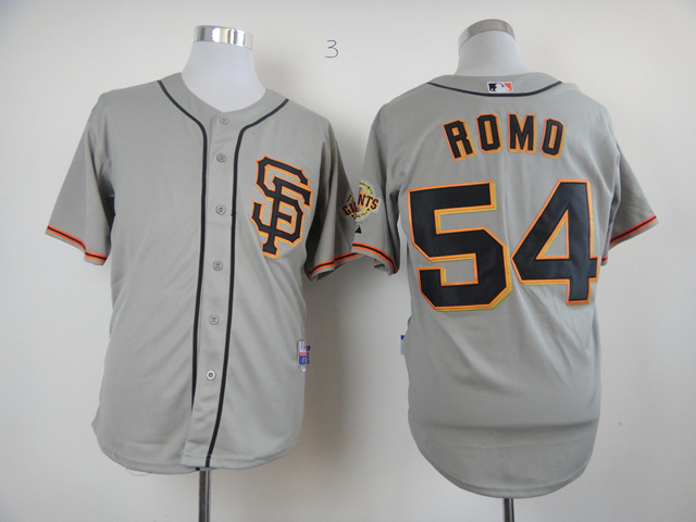 Men San Francisco Giants #54 Romo Grey MLB Jerseys